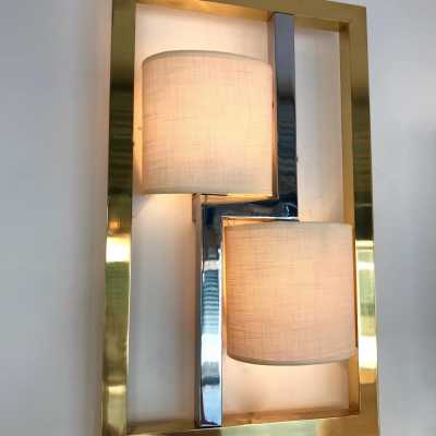 wall lights pair brass metal banci italy 1970 1980