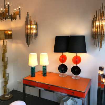 Wrought iron glass sconces Biancardi Jordan Arte Italy 1970 poliarte