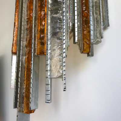 Wrought iron glass sconces Biancardi Jordan Arte Italy 1970 poliarte