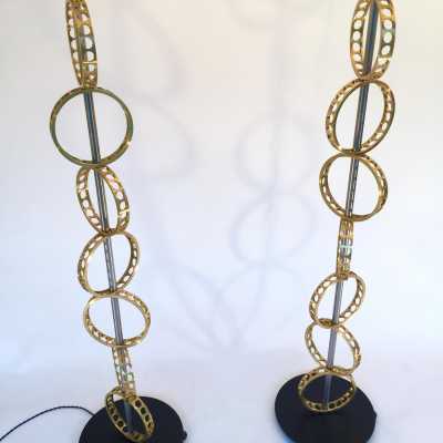 Brass metal floor lamps France 1970 1990