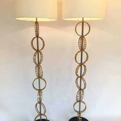 Brass metal floor lamps France 1970 1990