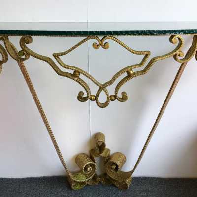 console wrought iron gold leaf pier luigi colli 1940 1950
