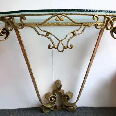 console wrought iron gold leaf pier luigi colli 1940 1950