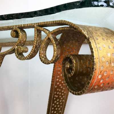 console wrought iron gold leaf pier luigi colli 1940 1950