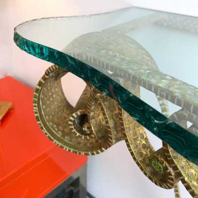 console wrought iron gold leaf pier luigi colli 1940 1950