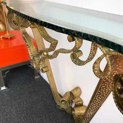console wrought iron gold leaf pier luigi colli 1940 1950