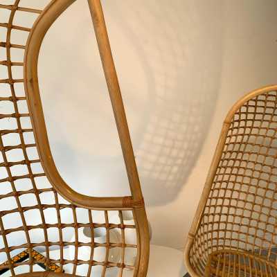 rattan cage armchairs bonacina italy 1970 1980