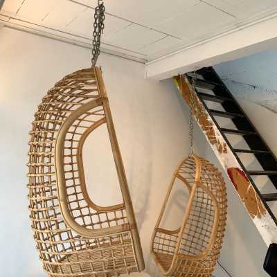 rattan cage armchairs bonacina italy 1970 1980