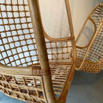 rattan cage armchairs bonacina italy 1970 1980