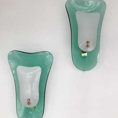 wall lights glass brass crystal art fontana arte 1950 1960