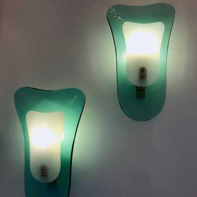 wall lights glass brass crystal art fontana arte 1950 1960