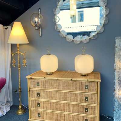 Chest of drawers rattan bamboo brass dal vera italy 1970