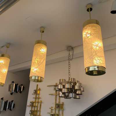 Hanging chandelier murano glass brass esperia 1970 1990 Italy