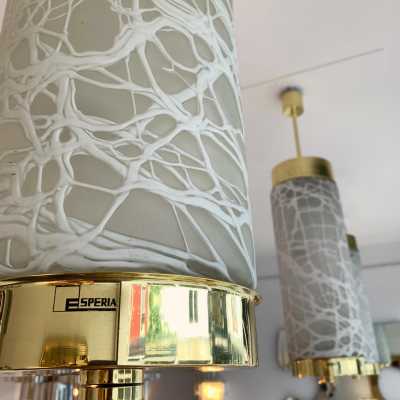 Hanging chandelier murano glass brass esperia 1970 1990 Italy