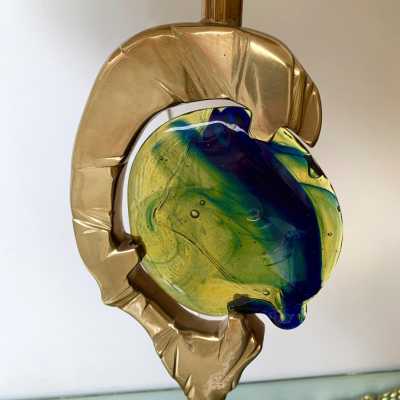 lamp brass murano glass esperia italy 1970 1990