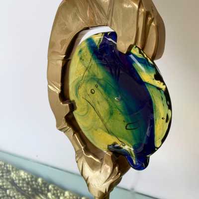 lamp brass murano glass esperia italy 1970 1990