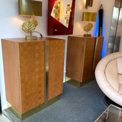 cabinet buffet wood brass giorgetti italy 1980