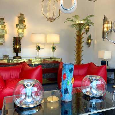 lamp glass metal luci t417 italy 1970