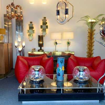 lamp glass metal luci t417 italy 1970