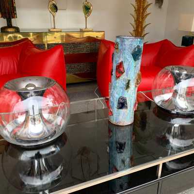 lamp glass metal luci t417 italy 1970