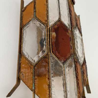 sconce wrought iron hammered glass biancardi jordan arte poliarte italy 1970