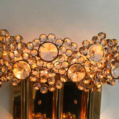 wall lights brass crystals glass palwa germany 1970 1980