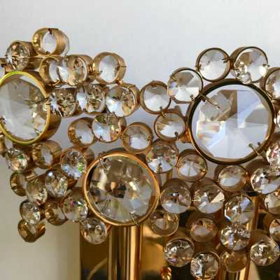 wall lights brass crystals glass palwa germany 1970 1980