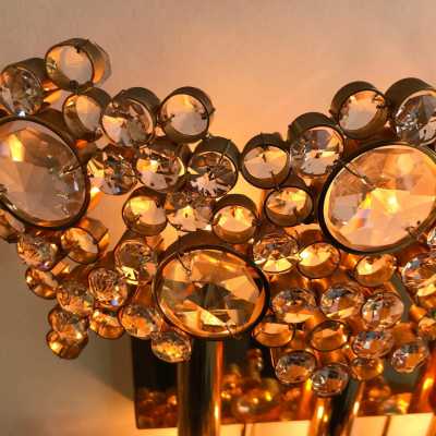 wall lights brass crystals glass palwa germany 1970 1980