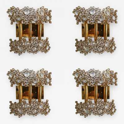 wall lights brass crystals glass palwa germany 1970 1980