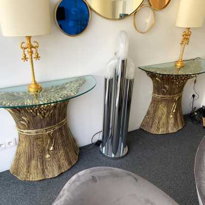 consoles pair ceramic gilded panzeri italy turin 1980 1970