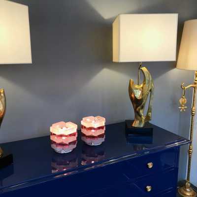 lamps pair poliarte glass italy 1970