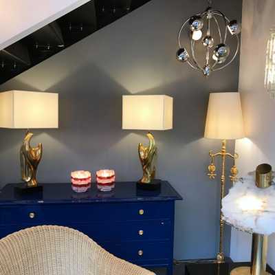 lamps pair poliarte glass italy 1970