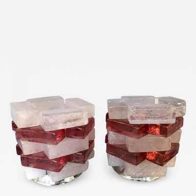 lamps pair poliarte glass italy 1970