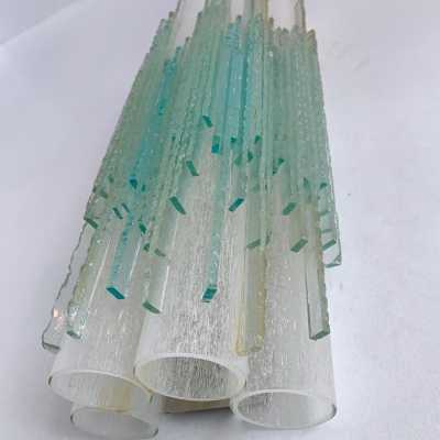 wall light pair of hammered glass poliarte italy 1970