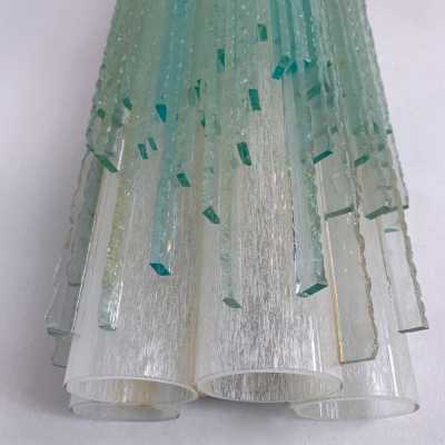 wall light pair of hammered glass poliarte italy 1970