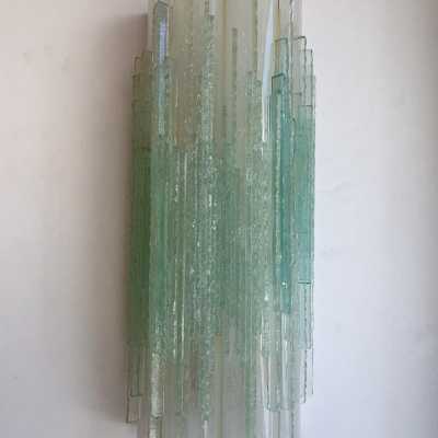 wall light pair of hammered glass poliarte italy 1970