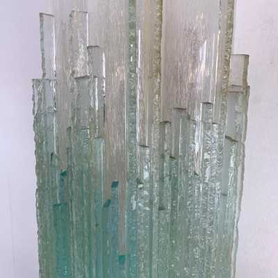 wall light pair of hammered glass poliarte italy 1970