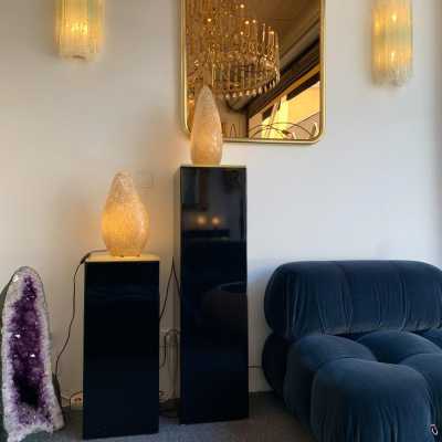 wall light pair of hammered glass poliarte italy 1970
