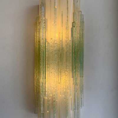 wall light pair of hammered glass poliarte italy 1970
