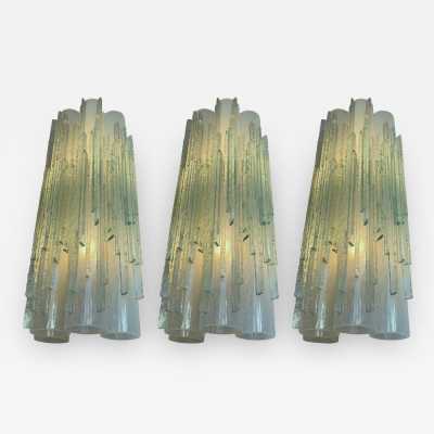 wall light pair of hammered glass poliarte italy 1970