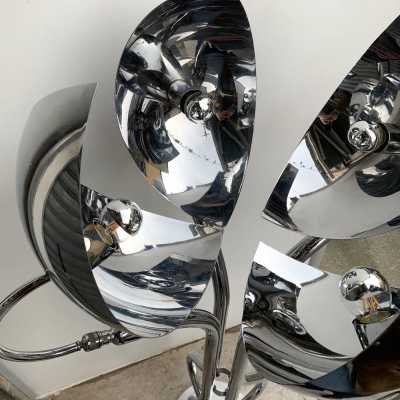 Floor lamps pair chromed metal reggiani sciolari italy 1970