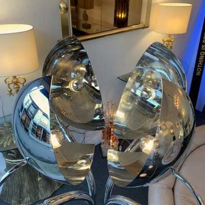 Floor lamps pair chromed metal reggiani sciolari italy 1970