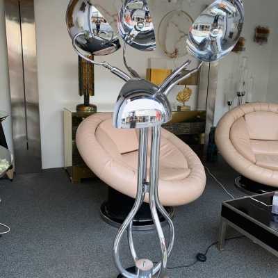 Floor lamps pair chromed metal reggiani sciolari italy 1970