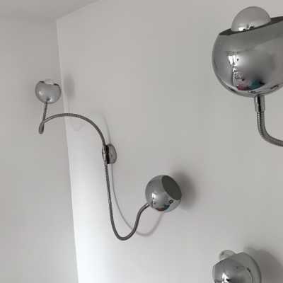 wall lights pair chromed metal reggiani sciolari italy 1970