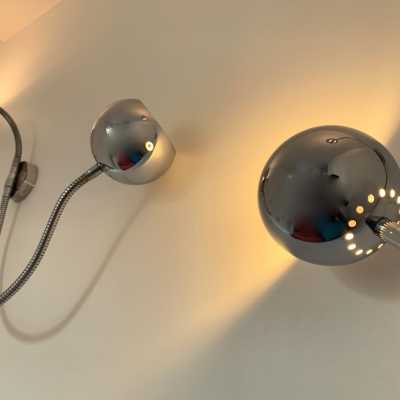 wall lights pair chromed metal reggiani sciolari italy 1970