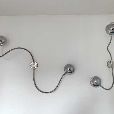 wall lights pair chromed metal reggiani sciolari italy 1970