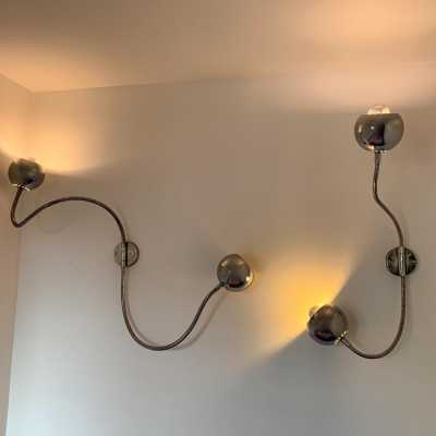 wall lights pair chromed metal reggiani sciolari italy 1970
