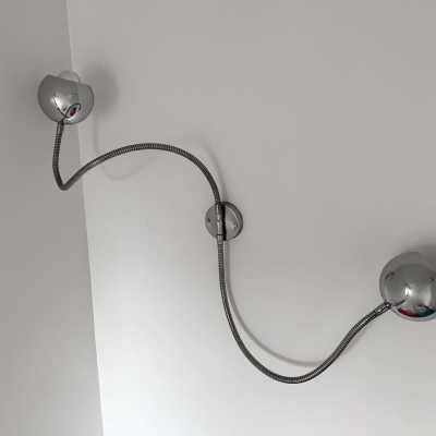 wall lights pair chromed metal reggiani sciolari italy 1970