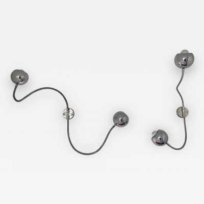 wall lights pair chromed metal reggiani sciolari italy 1970