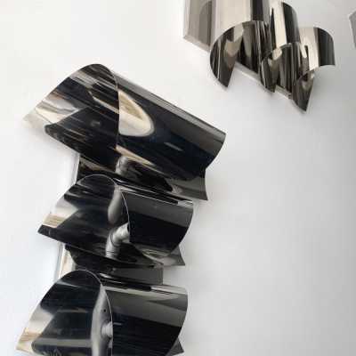 chrome metal pair wall lights targetti sciolari reggiani 1970